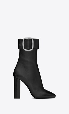 SAINT LAURENT Heel Booties Woman Joplin 105 ankle boot in black leather a_V4